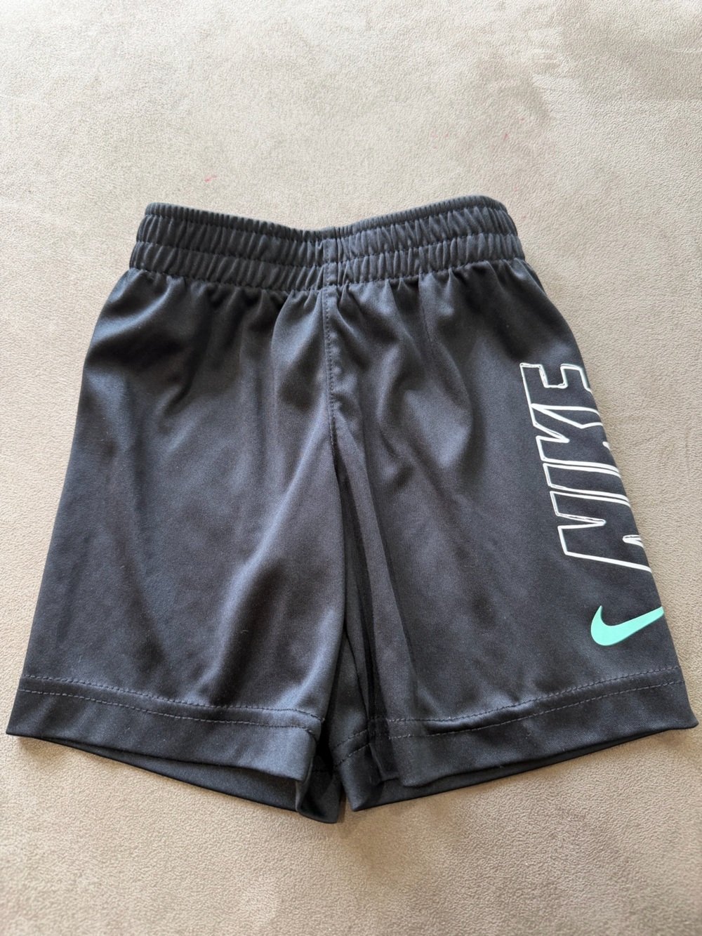 Nike Black Kids Athletic Shorts with Teal Logo